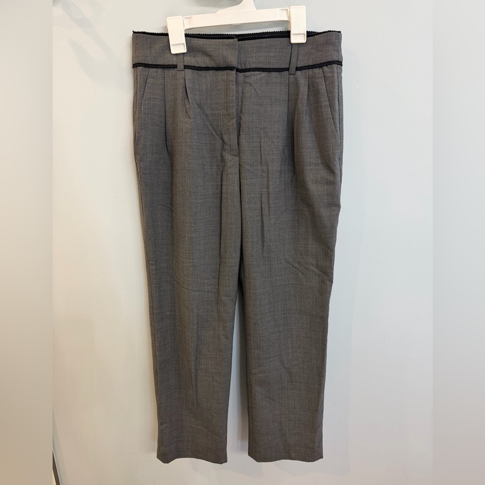 J.Crew Women's Gray Pleated Wool Blend Trousers with Scalloped Trim - Sz 4